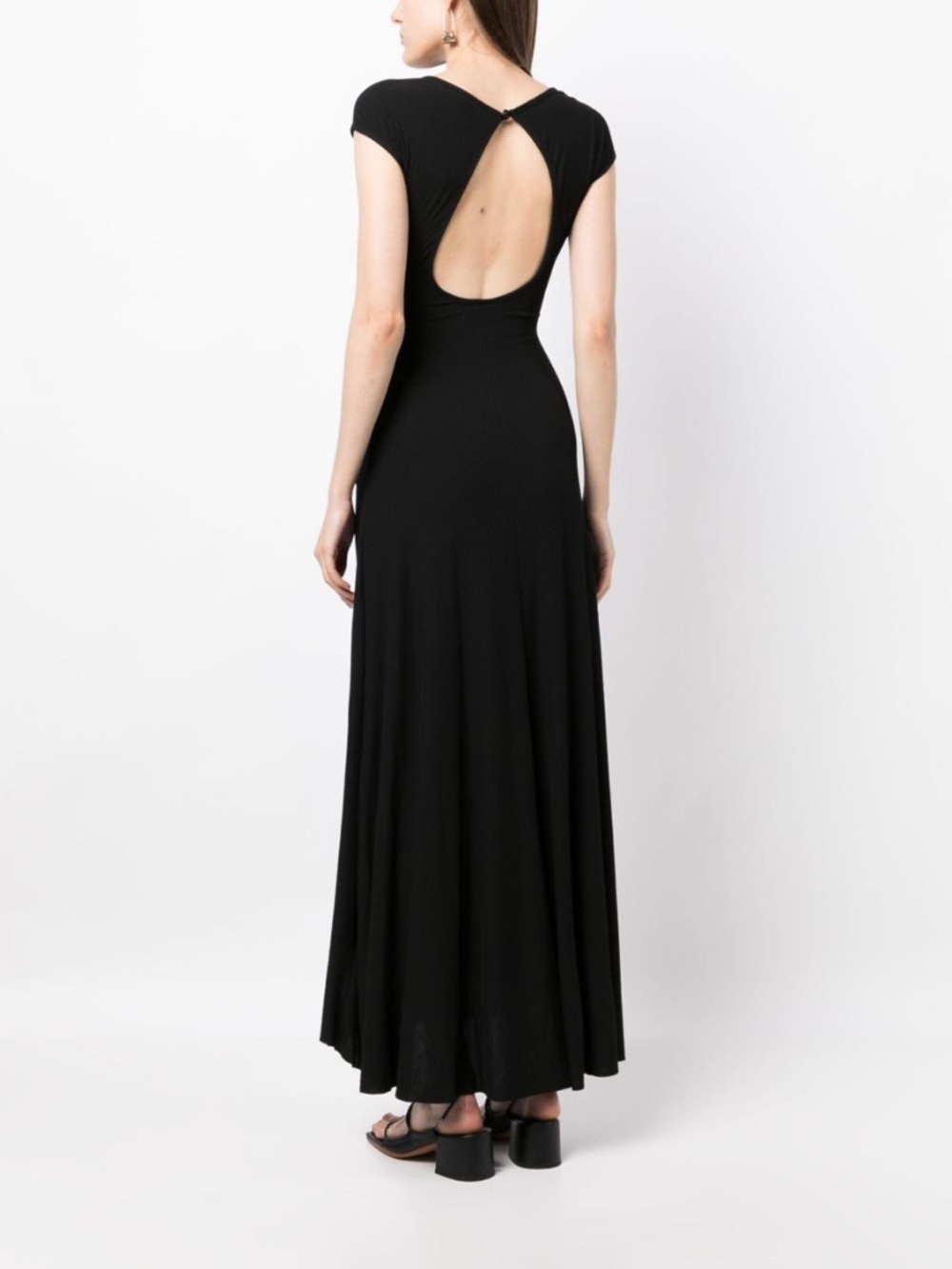 Agua Bendita Ailana Vita Black ribbed Tie-Back cutout Maxi Dress - Picture 5 of 10